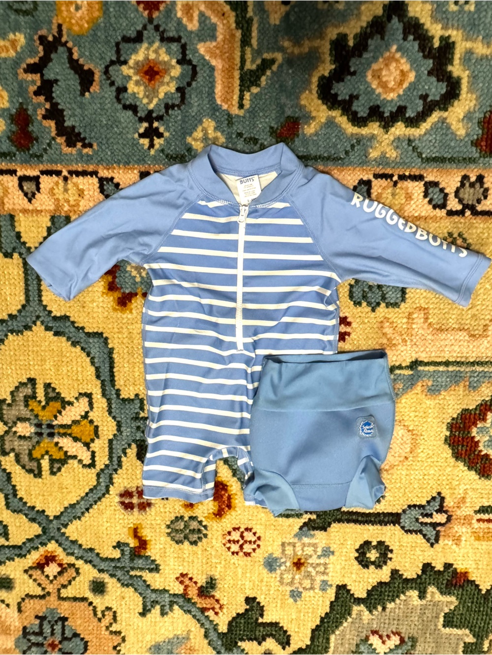 Zip-Up One-Piece Rash Guard Baby Swimsuit and Swim Diaper